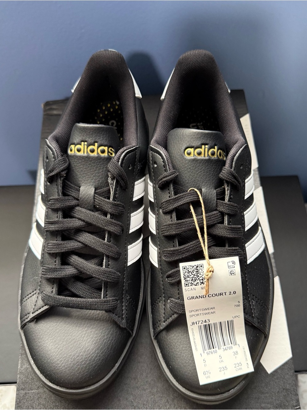 Adidas Grand Court 2.0 Women’s 6.5 Black White JH7243 NWT
